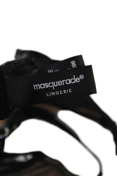 Masquerade Womens Spotted Lace Detail Adjustable Coquette Bra Black Size 38E