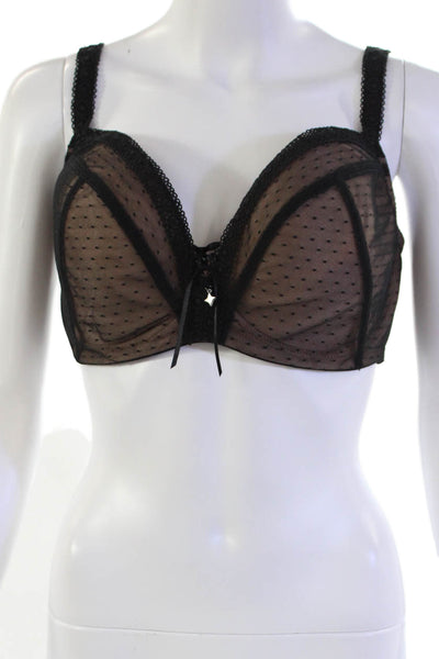 Masquerade Womens Spotted Lace Detail Adjustable Coquette Bra Black Size 36FF