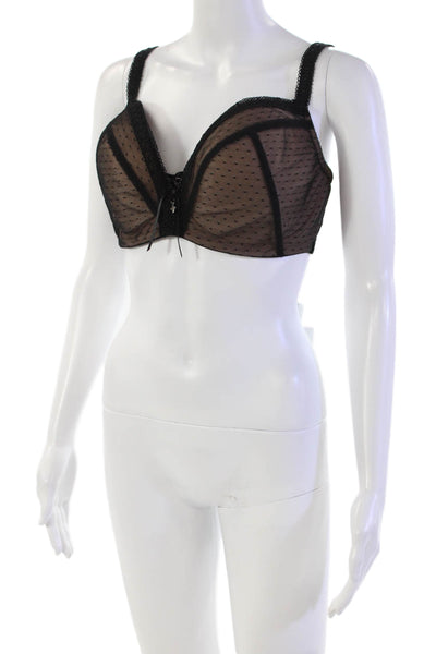 Masquerade Womens Spotted Lace Detail Adjustable Coquette Bra Black Size 36FF