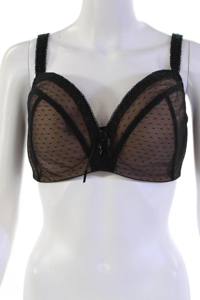 Masquerade Womens Spotted Lace Detail Adjustable Coquette Bra Black Size 38F