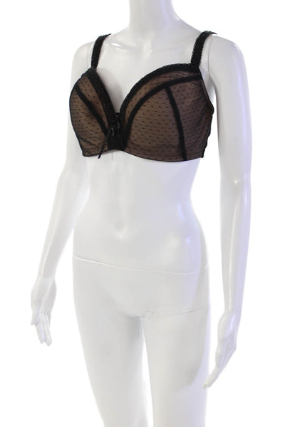 Masquerade Womens Spotted Lace Detail Adjustable Coquette Bra Black Size 38F