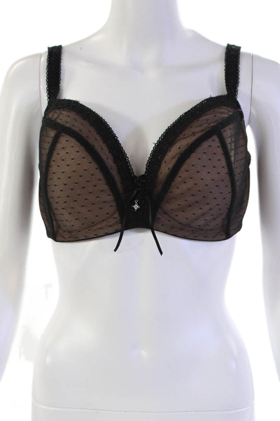 Masquerade Womens Spotted Lace Detail Adjustable Coquette Bra Black Size 36F