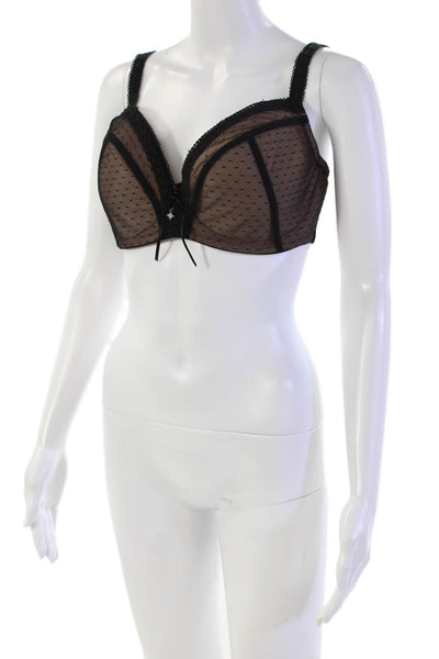 Masquerade Womens Spotted Lace Detail Adjustable Coquette Bra Black Size 36F