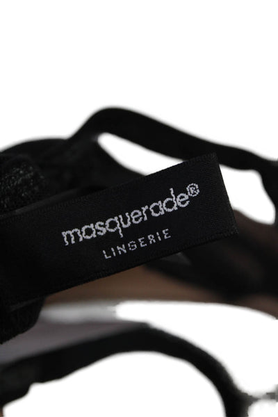 Masquerade Womens Spotted Lace Detail Adjustable Coquette Bra Black Size 36F