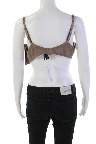Fayreform Womens Sheer Contrast Floral Embroidery Underwire Bra Brown Size 42C