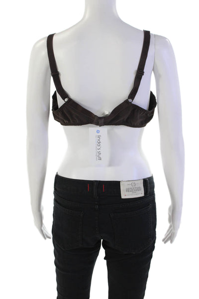 Simone Perele Womens Lace Trim Detail Bow Accent Underwire Bra Brown Size 40C