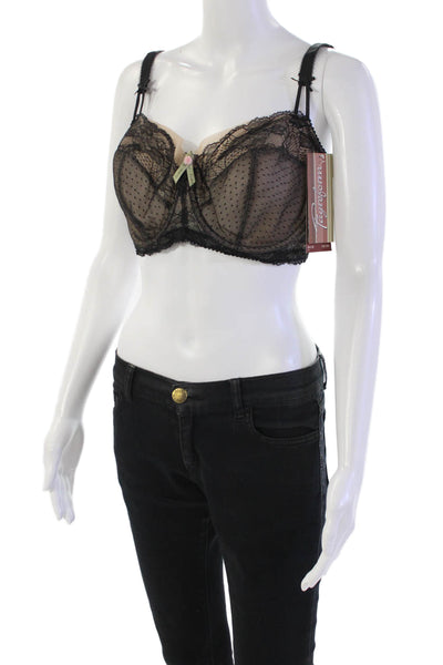 Fayreform Womens Layered Lace Detail Rose Accent Underwire Bra Black Size 38E