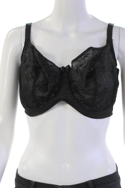 Panache Womens Sheer Cup Embroidery Detail Bow Accent Bra Black Size 40E