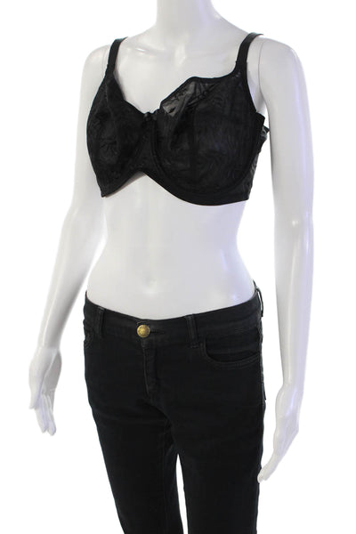 Panache Womens Sheer Cup Embroidery Detail Bow Accent Bra Black Size 40E