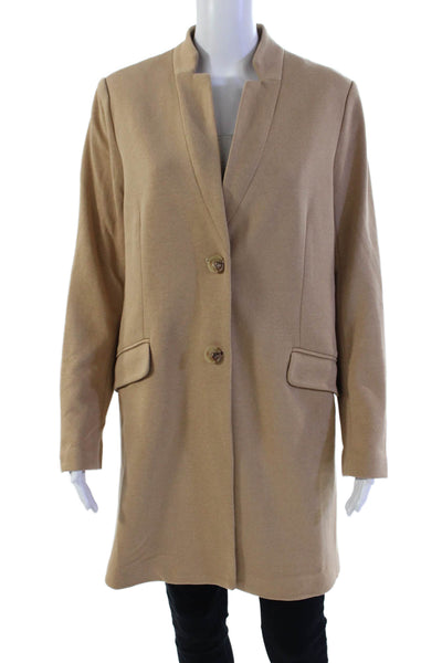 Gibson Look Womens Single Breasted Inverted Collar Jacket Beige Size S