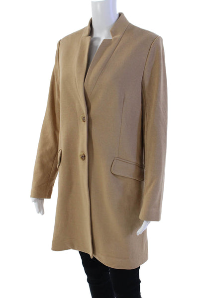 Gibson Look Womens Single Breasted Inverted Collar Jacket Beige Size S