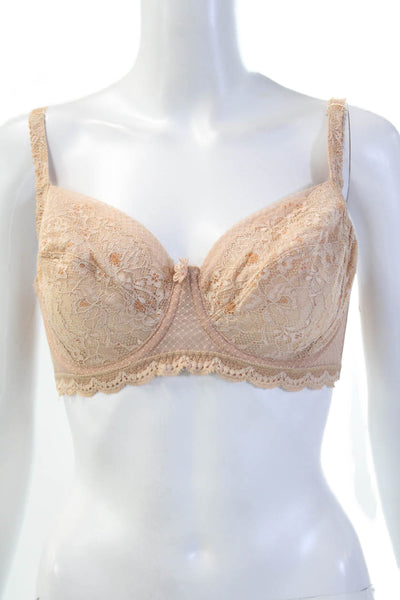 Fayreform Womens Floral Lace Cup Adjustable Underwired Bra Pink Size 34DD