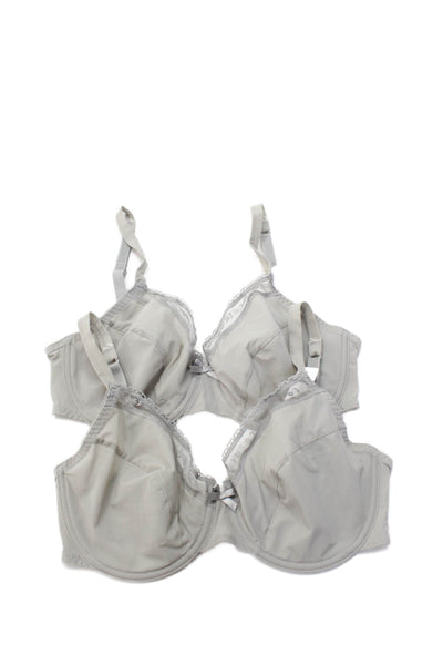 Princess Tam Tam Womens Lace Trim Unlined Underwire Bra Set Gray Size 32D