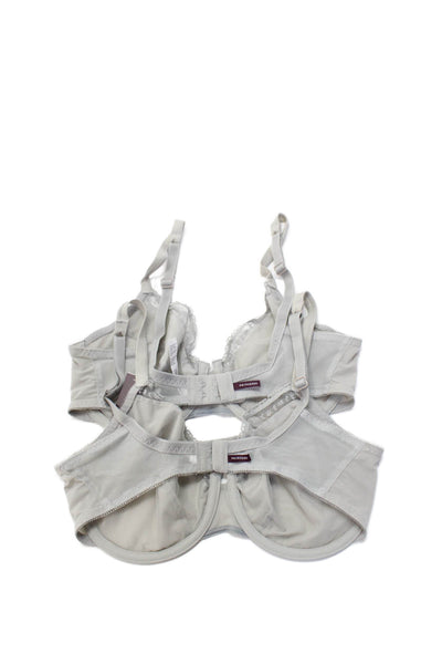 Princess Tam Tam Womens Lace Trim Unlined Underwire Bra Set Gray Size 32D