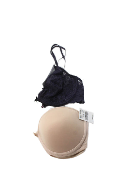Priness Tam Tam Womens Underwired Lace Unlined Bra Set Purple Beige Size 32C