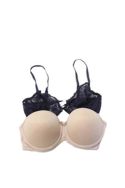 Priness Tam Tam Womens Underwired Lace Unlined Bra Set Purple Beige Size 32C