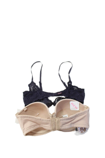 Priness Tam Tam Womens Underwired Lace Unlined Bra Set Purple Beige Size 32C