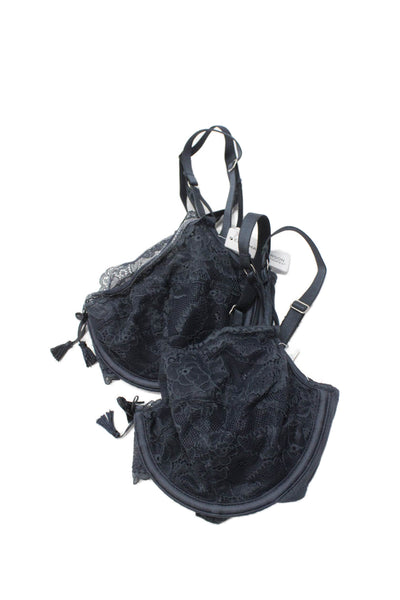 Elle Macpherson Intimates Womens Underwired Lace Bras Set Ink Blue Size 32DD