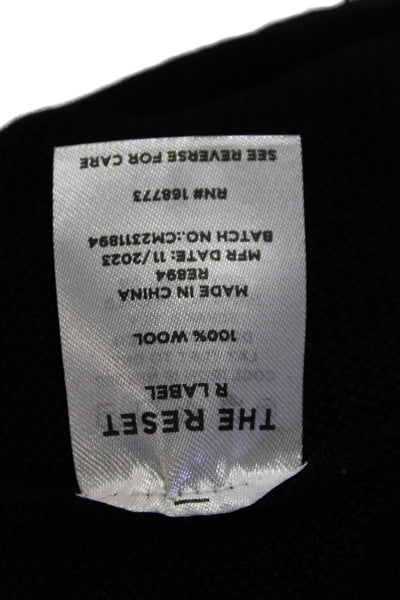 R Label The Reset Womens Wool Short Sleeve Casual Knit Top Black Size L