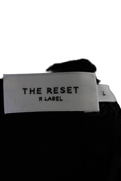 R Label The Reset Womens Wool Short Sleeve Casual Knit Top Black Size L