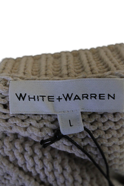White + Warren Womens Cotton Sleeveless V-neck Knit Sweater Vest Nude Size L