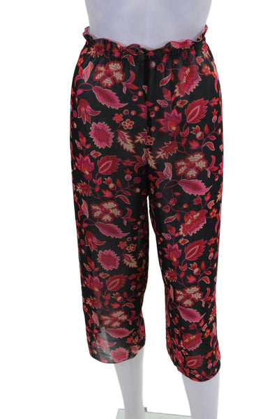 Josie by Natori Womens Floral Print Elastic Waist Lightweight Pants Multicolor S
