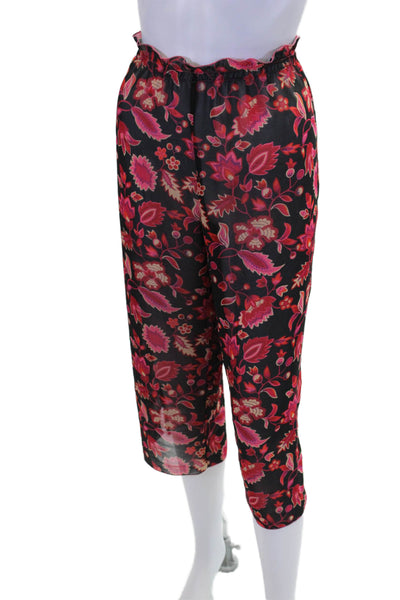 Josie by Natori Womens Floral Print Elastic Waist Lightweight Pants Multicolor S