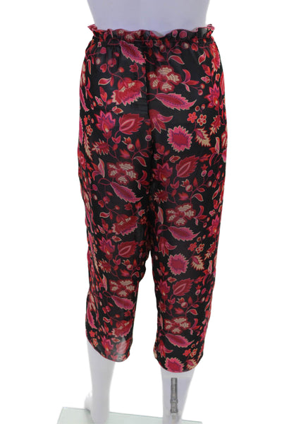 Josie by Natori Womens Floral Print Elastic Waist Lightweight Pants Multicolor S