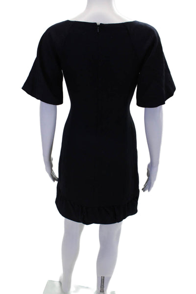 Rebecca Taylor Womens Wool Flower Embroidered Bubble Hem Dress Blue Size 6