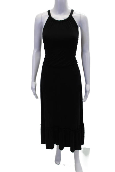 Nicole Miller Womens Sleeveless Round Neck Tiered Flare Dress Black Size S