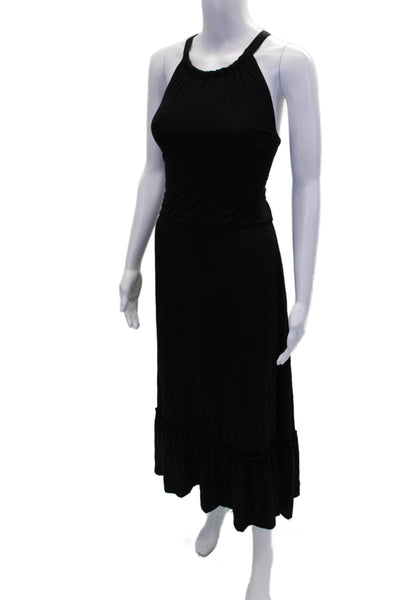 Nicole Miller Womens Sleeveless Round Neck Tiered Flare Dress Black Size S