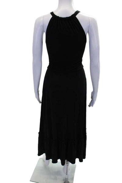 Nicole Miller Womens Sleeveless Round Neck Tiered Flare Dress Black Size S