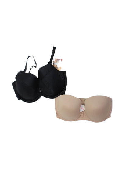 Panache Womens Cotton Lined Wired Clasp Super Bra Set Black Nude Size 36E 38E