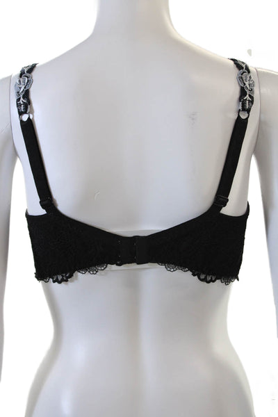 Lise Charmel Womens Rhinestone Detail Charm Accent Underwire Bra Black Size 36E