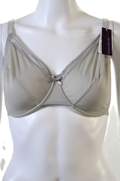 Princesse Tam Tam Womens Lace Trim Detail Bow Accent Bra Light Gray Size 36E