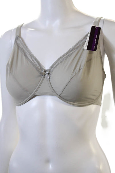 Princesse Tam Tam Womens Lace Trim Detail Bow Accent Bra Light Gray Size 36E