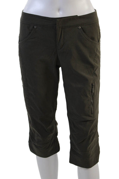 Athleta Womens Cotton Zip Lined Cropped Zip Casual Pants Khaki Brown Size 0
