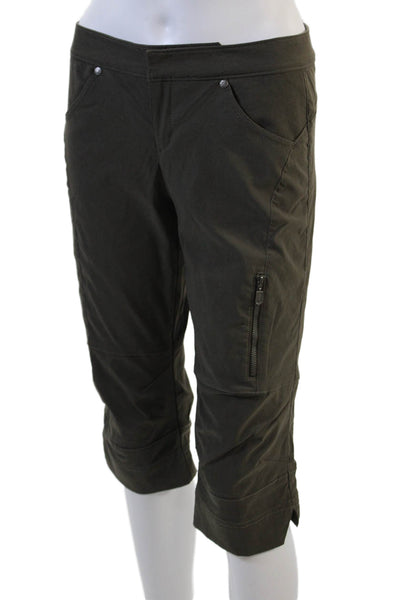 Athleta Womens Cotton Zip Lined Cropped Zip Casual Pants Khaki Brown Size 0