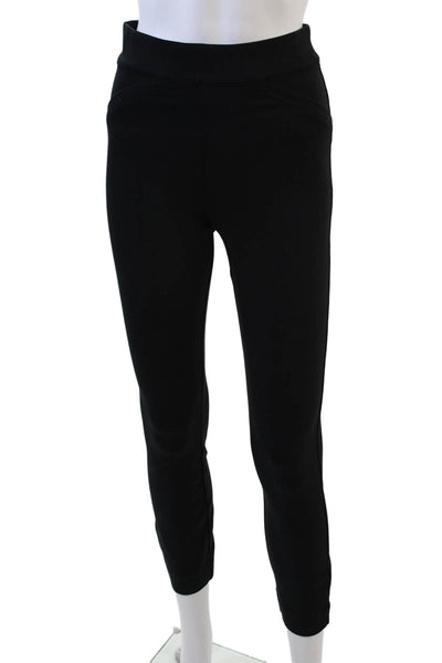 Spanx Womens Textured Lined Straight Leg Elastic Waistband Pants Black Size XS