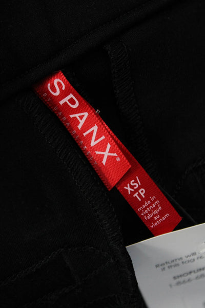 Spanx Womens Textured Lined Straight Leg Elastic Waistband Pants Black Size XS
