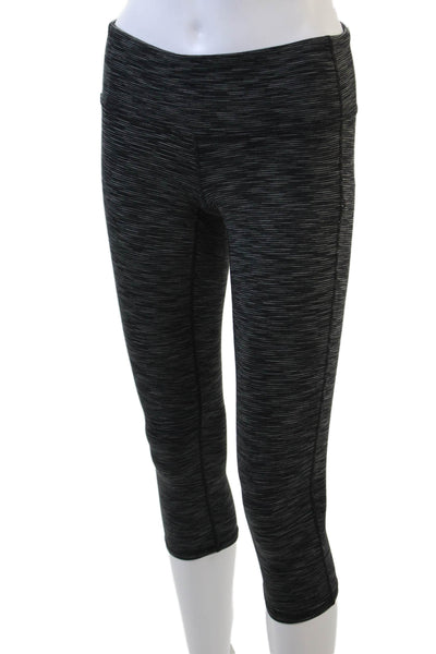 Athleta Womens Textured Lined Stripe Slim Cropped Leggings Gray Size XS