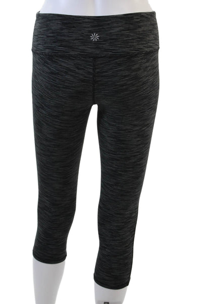 Athleta Womens Textured Lined Stripe Slim Cropped Leggings Gray Size XS