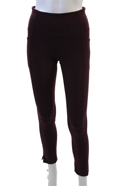 Athleta Womens Cotton High Waisted Lined Skinny Leg Athletic Leggings Maroon Siz