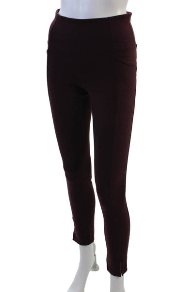 Athleta Womens Cotton High Waisted Lined Skinny Leg Athletic Leggings Maroon Siz