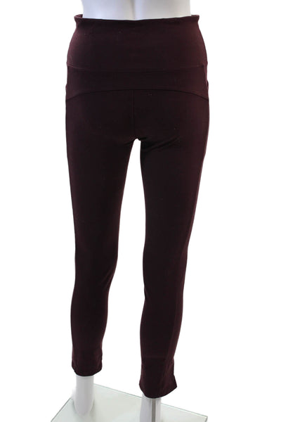 Athleta Womens Cotton High Waisted Lined Skinny Leg Athletic Leggings Maroon Siz