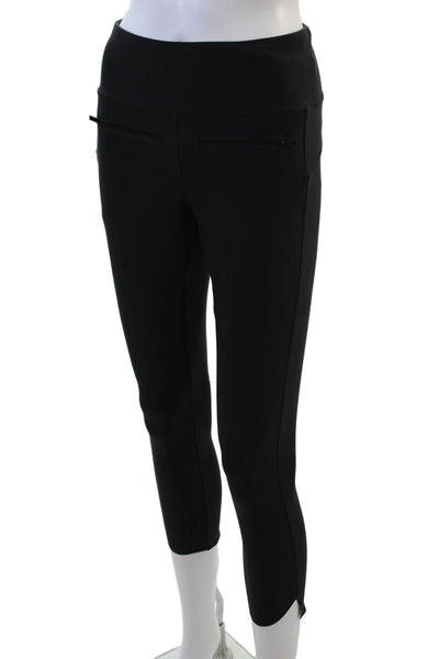 Athleta Womens Textured Lined Slim Leg Casual Cropped Pants Black Size S