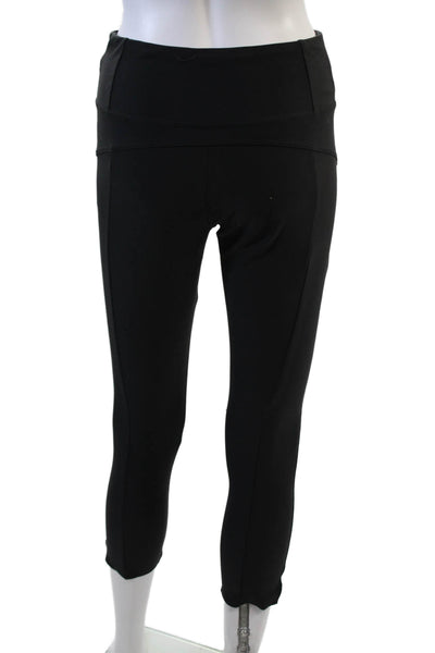 Athleta Womens Textured Lined Slim Leg Casual Cropped Pants Black Size S