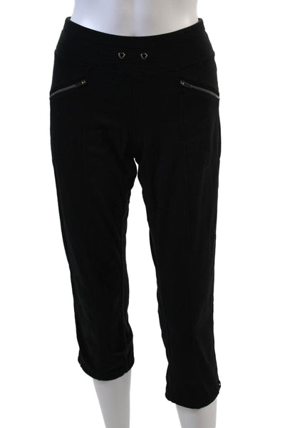 Athleta Womens Textured Lined Zip Clasps Drawstring Bottom Pants Black Size XS