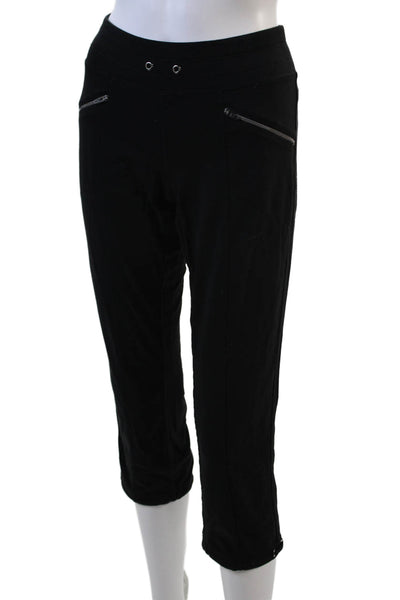 Athleta Womens Textured Lined Zip Clasps Drawstring Bottom Pants Black Size XS