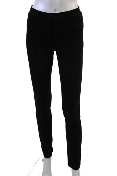 Athleta Womens Textured Lined Zip Button Slim Leg Casual Pants Black Size 0